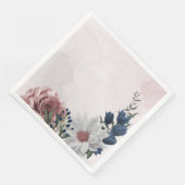 Serviette En Papier bleu rose blanc vert fleuri mariage (Coin)