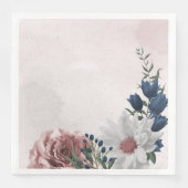 Serviette En Papier bleu rose blanc vert fleuri mariage (Devant)