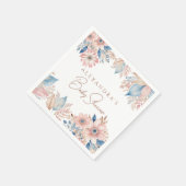 Serviette En Papier Bleu rose Floral Boho Baby shower chic (Coin)
