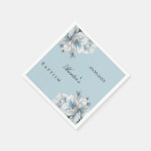 Serviette En Papier Bleu rose floraux élégant garçon baptême (Coin)
