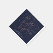 Serviette En Papier Bleu Rose Gold Fiançailles Joyeux Jamais Après (Coin)