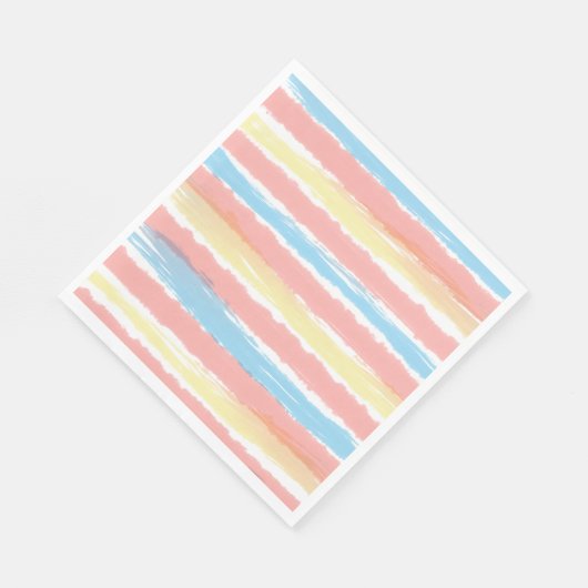 Serviette En Papier Bleu rose jaune Bleu Aquarelle Blancs (Coin)