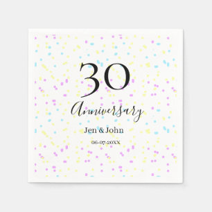 Serviette En Papier Bleu rose jaune pois 30e anniversaire nom