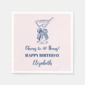 Serviette En Papier Bleu&rose moderneCheers à 30 ans Anniversaire Napk (Devant)