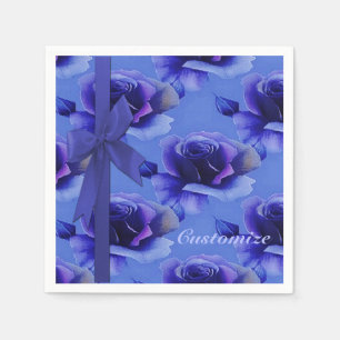 Serviette En Papier Bleu Rose motifs floraux serviettes