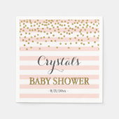 Serviette En Papier Bleu rose Or Stripe Confetti Baby Girl Douche (Devant)
