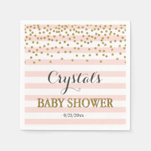 Serviette En Papier Bleu rose Or Stripe Confetti Baby Girl Douche