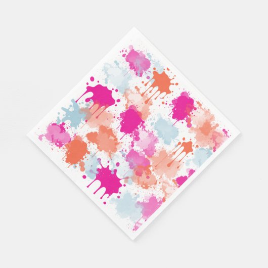 Serviette En Papier Bleu rose orange Abstrait Peinture (Coin)