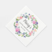 Serviette En Papier Bleu rose pourpre Floral 100e anniversaire (Coin)