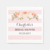 Serviette En Papier Bleu rose rayures Fête des mariées florale Napkin (Devant)