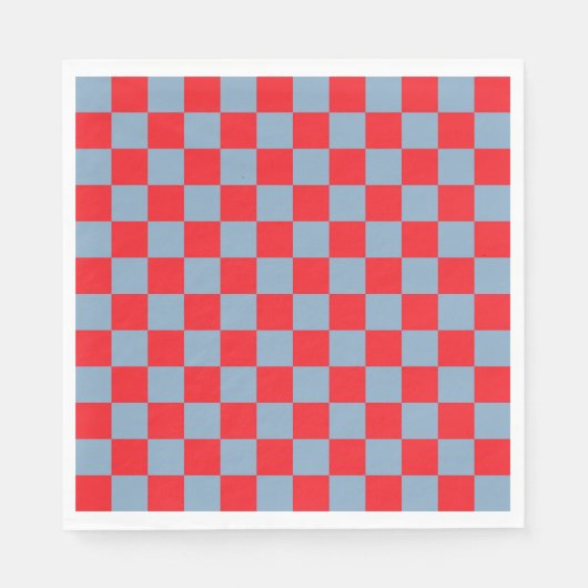 Serviette En Papier Bleu rouge À damiers En vichy Motif (Devant)