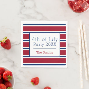 Serviette En Papier Bleu Rouge Bleu 4 juillet Cocktail d'été