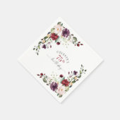Serviette En Papier Bleu rouge et violet élégant Floral 75e anniversai (Coin)