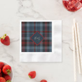 Serviette En Papier bleu rouge noir écossais celtique tartan motif (En situation)
