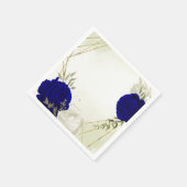 Serviette En Papier bleu royal fleurs blanches mariage (Coin)