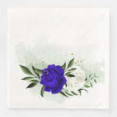 Serviette En Papier bleu royal & fleurs blanches verdure (Devant)