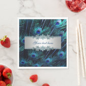 Serviette En Papier Bleu Royal Paon Argenté (En situation)