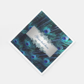 Serviette En Papier Bleu Royal Paon Argenté (Coin)