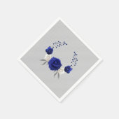 Serviette En Papier bleu royal rose blanc fleurs gris mariage (Coin)