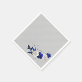 Serviette En Papier bleu royal rose blanc fleurs gris mariage (Coin)
