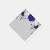 Serviette En Papier bleu royal rose blanc fleurs gris mariage (Coin)