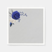Serviette En Papier bleu royal rose blanc fleurs gris mariage (Devant)
