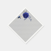 Serviette En Papier bleu royal rose blanc fleurs gris mariage (Coin)