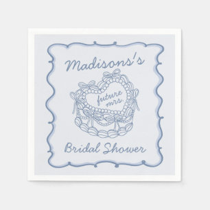 Serviette En Papier Bleu Ruban Rétro Cœur Coquette Gâteau Baby Shower 