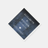 Serviette En Papier Bleu Rustique Boho Mariage campagnard en bois (Coin)