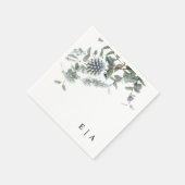 Serviette En Papier Bleu Rustique Botanique Floral Eucalyptus (Coin)