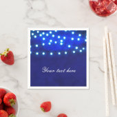 Serviette En Papier Bleu Rustique Night String Lumières Mariage servie (En situation)