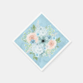 Serviette En Papier Bleu Rustique Rose Vert Floral Shabby Chic (Coin)