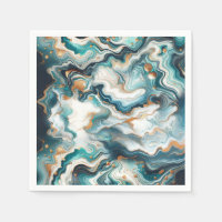 Bleu sarcelle Or Blanc Moderne Mariage Marbre Agat