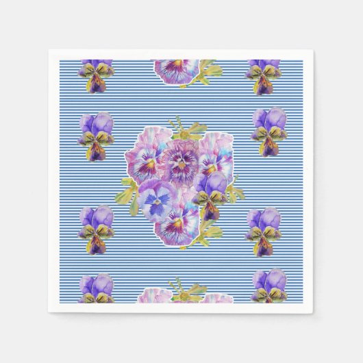 Serviette En Papier Bleu Shabby Chic floral Serviette serviettes (Devant)