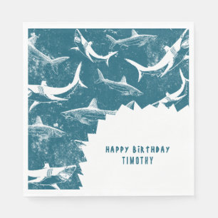 Serviette En Papier Bleu Shark Boys fête d'anniversaire