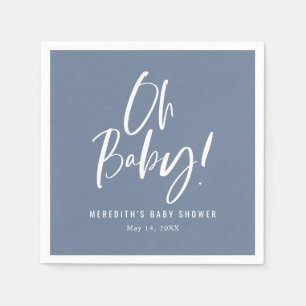 Serviette En Papier Bleu simple calligraphie Sexe Baby shower neutre
