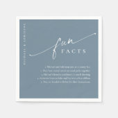Serviette En Papier Bleu Simple Moderne Script Fun Faits Mariage (Devant)