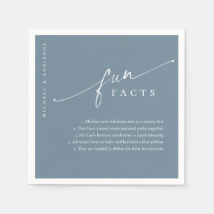 Serviette En Papier Bleu Simple Moderne Script Fun Faits Mariage
