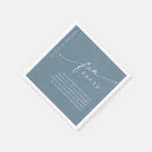 Serviette En Papier Bleu Simple Moderne Script Fun Faits Mariage (Coin)