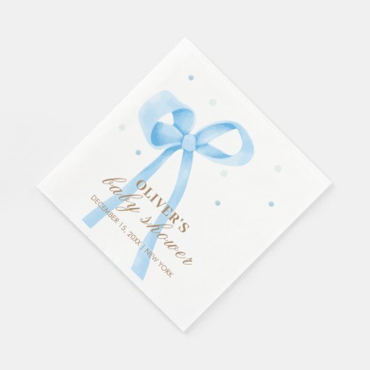 Serviette En Papier Bleu simple Polka Baby shower de point (Coin)