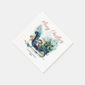 Serviette En Papier Bleu Sled Baby Reindeer Noël (Coin)