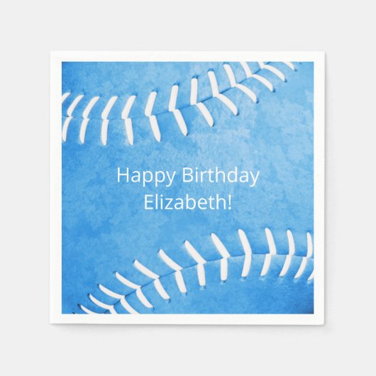 Serviette En Papier Bleu softball fête d'anniversaire personnalisée (Devant)