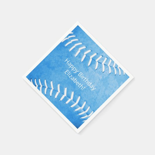 Serviette En Papier Bleu softball fête d'anniversaire personnalisée (Coin)