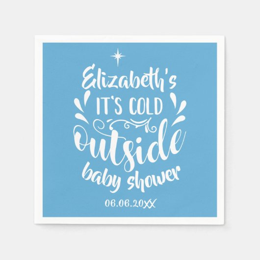 Serviette En Papier Bleu Son Baby shower Extérieur Froid / Saupoudrer (Devant)