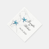 Serviette En Papier Bleu Starfish avec Mariage de corail argenté Napki (Coin)