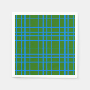 Serviette En Papier Bleu Sur Vert Tartan Plaid Design Motif