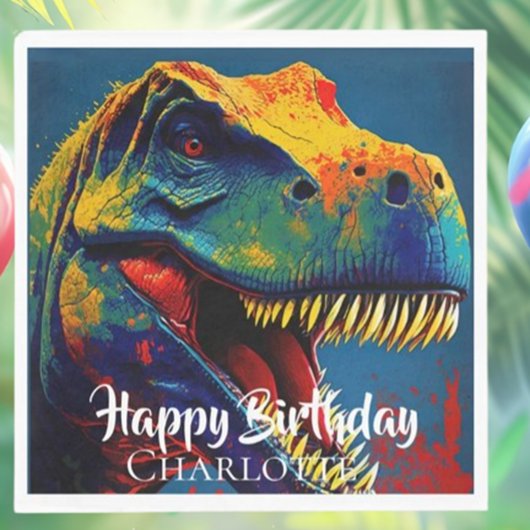 Serviette En Papier Bleu T-Rex Anniversaire