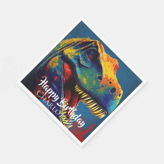 Serviette En Papier Bleu T-Rex Anniversaire (Coin)