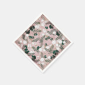 Serviette En Papier Bleu Taupe Coton Floral Verdure Mariage rustique (Coin)