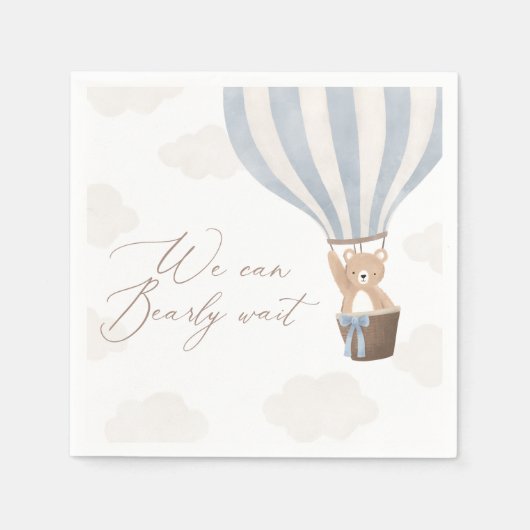 Serviette En Papier Bleu Teddy Bear Baby shower à air chaud (Devant)